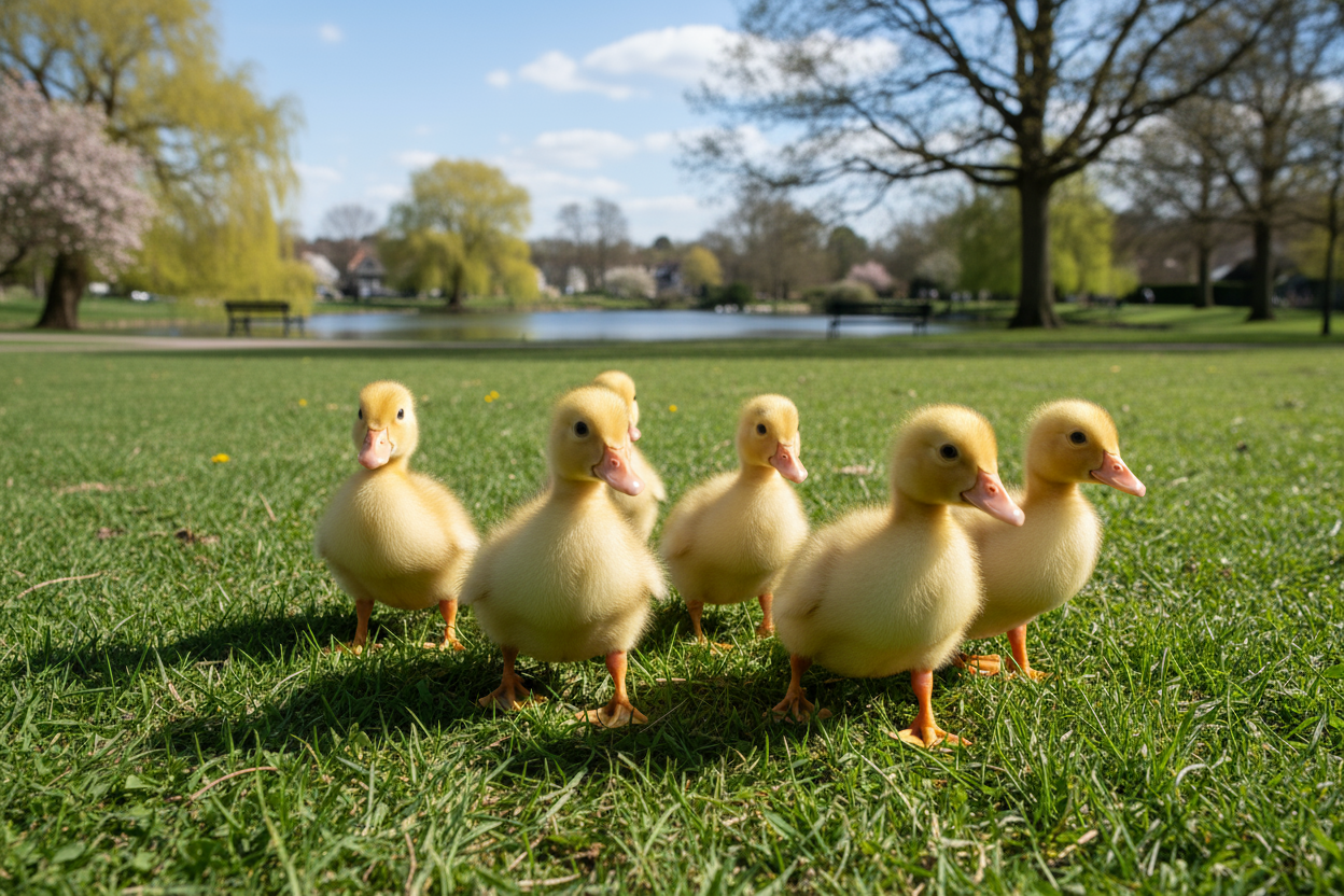 baby ducklings in the part